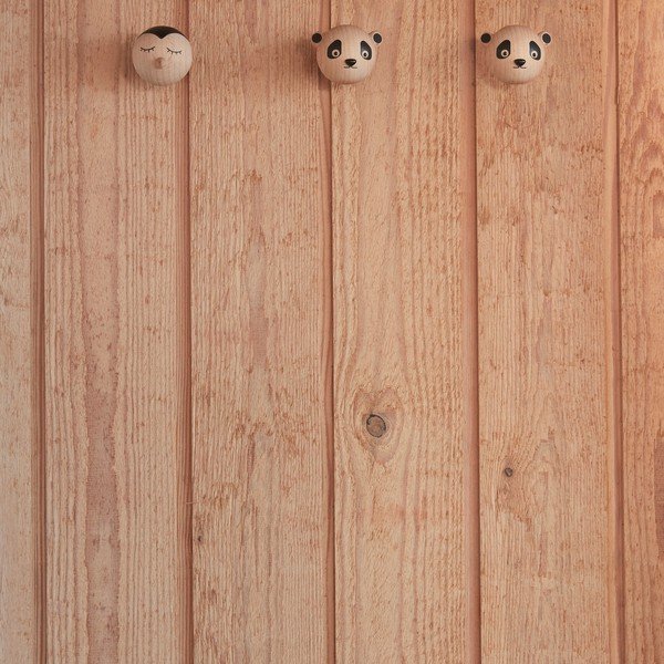 Ścienny haczyk z litego drewna bukowego w naturalnym kolorze Panda – OYOY Mini-image-2