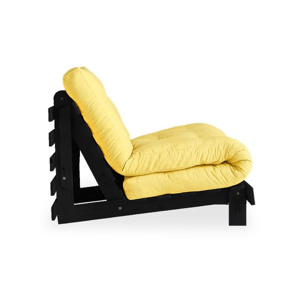Fotel rozkładany z jasnożółtymobiciem Karup Design Roots Black/Yellow-image-3