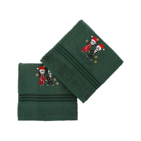 Komplet 2 zielonych bawełnianych ręczników Cift Green, 70x140 cm