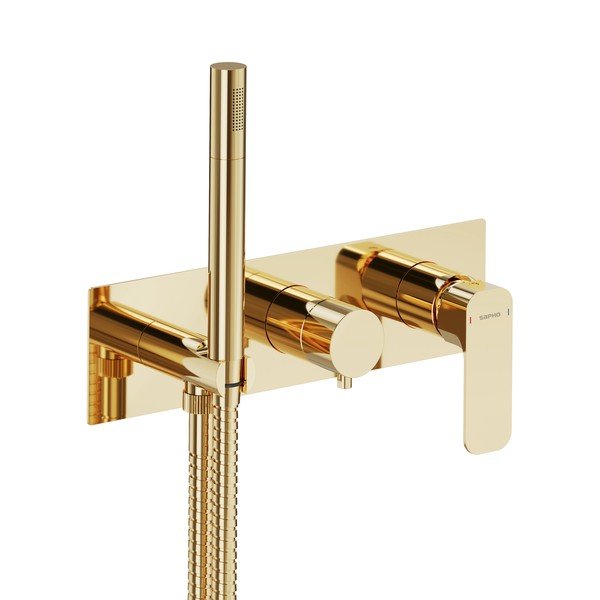 Bateria prysznicowa podtynkowa w kolorze złota (3 otwory) Spy – Sapho