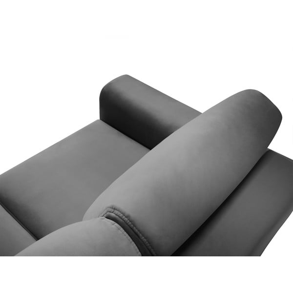 Jasnoszary aksamitny rozkładany narożnik ze schowkiem Kyoto – Cosmopolitan Design-image-4