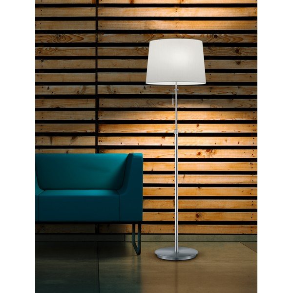 Lampa stojąca w kolorze srebra z tekstylnym kloszem (wysokość 180 cm) Lyon – Trio-image-1