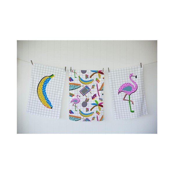 Zestaw 3 ścierek Really Nice Things Flamingo Pattern