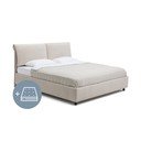 Beżowe tapicerowane łóżko dwuosobowe ze schowkiem z materacem i stelażem 180x200 cm Myra Pillow – Bonami Selection