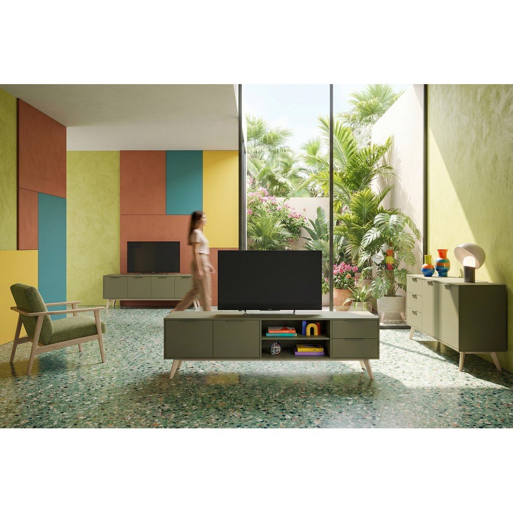 Zielona komoda z matowym wykończeniem 140x81x40 cm Campus – Marckeric (zdjęcie 5)