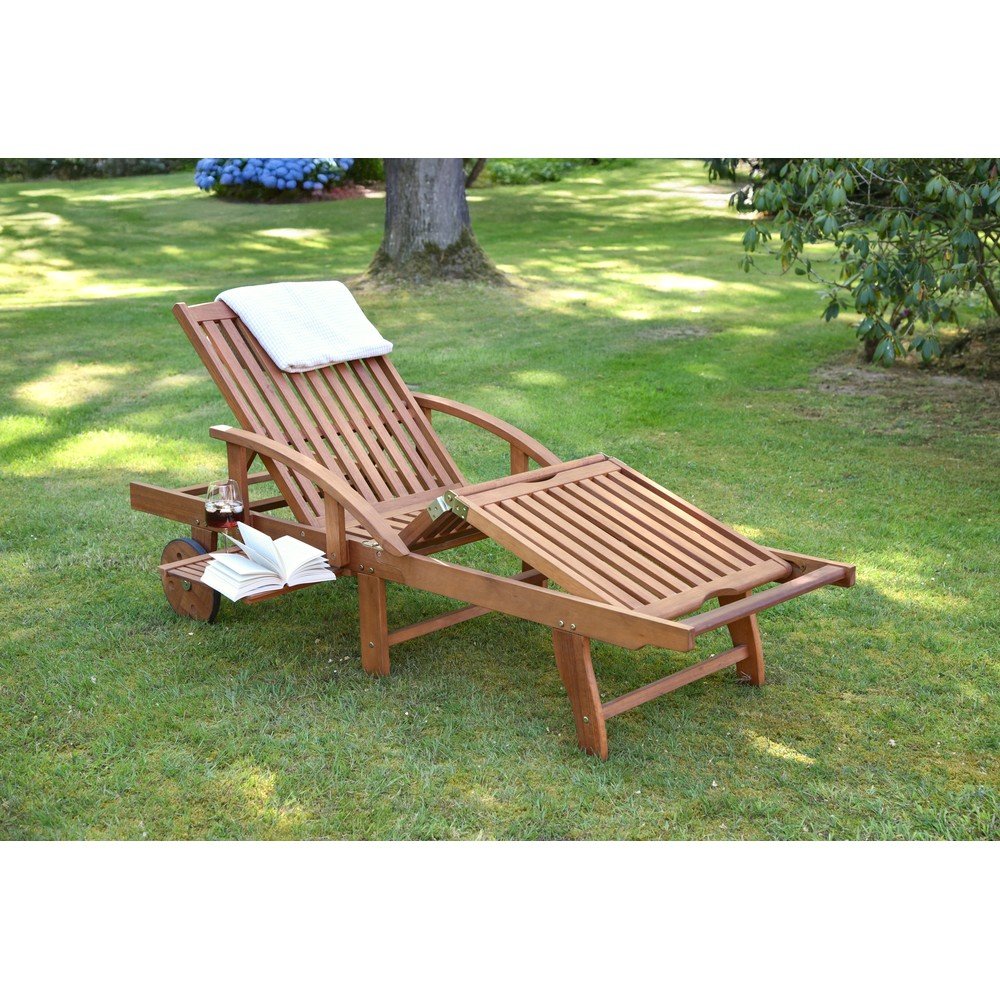Brązowy drewniany leżak ogrodowy Beverly Hills – Garden Pleasure (zdjęcie 5)