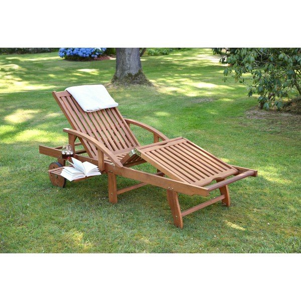 Brązowy drewniany leżak ogrodowy Beverly Hills – Garden Pleasure-image-1