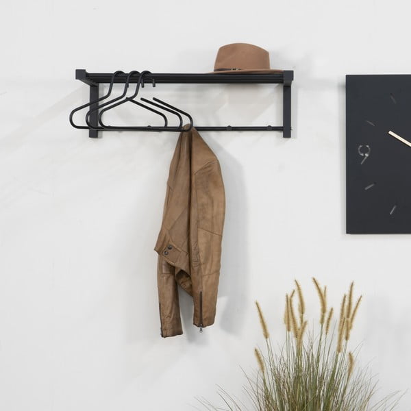 Czarny metalowy wieszak ścienny 78,5 cm Bergum – Spinder Design-image-1