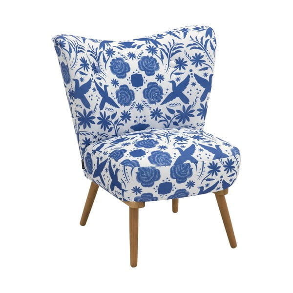 Niebiesko-biały fotel w kwiaty Max Winzer Jack