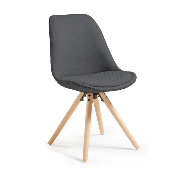 Ciemnoszare krzesło z drewnianą konstrukcją Kave Home Lars