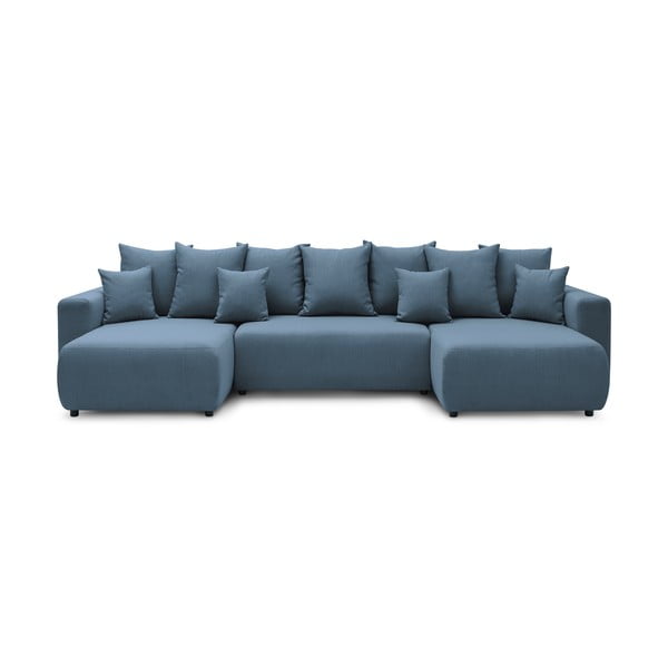 Niebieska sofa rozkładana w kształcie litery U Envy – Bobochic Paris