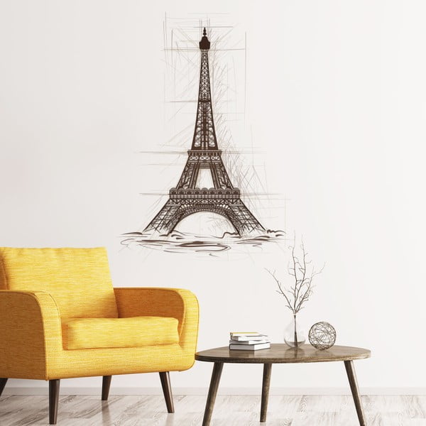 Naklejka ścienna Ambiance Wall Decal Eiffel Tower Drawing, 85x60 cm