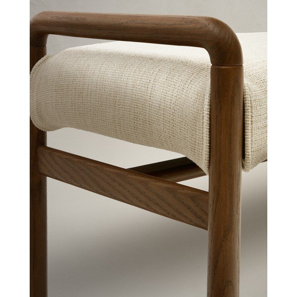 Kremowo-naturalna ławka z tkaniny szenilowej Macaret – Kave Home-image-3