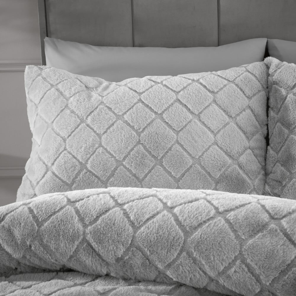 Szara pościel jednoosobowa z mikropluszu 135x200 cm Cosy Diamond – Catherine Lansfield (zdjęcie 3)