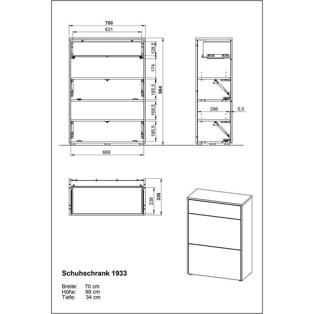 Kremowa szafka z matowym wykończeniem 70x99x34 cm Binetto – Germania (zdjęcie 7)