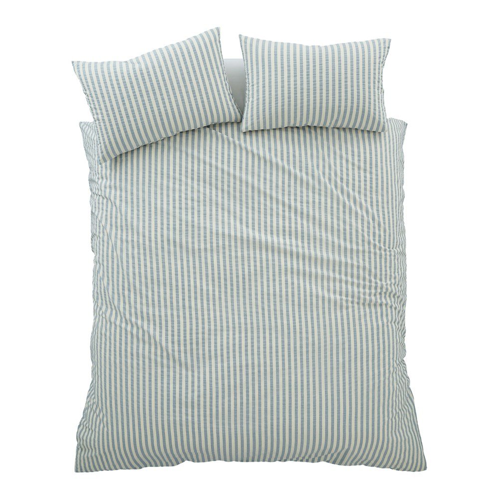 Niebieska pościel dwuosobowa 3-częściowa 200x200 cm Cotton Rich Woven Stripe – Pineapple Elephant