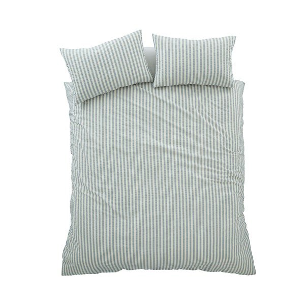 Niebieska pościel jednoosobowa 135x200 cm Cotton Rich Woven Stripe – Pineapple Elephant