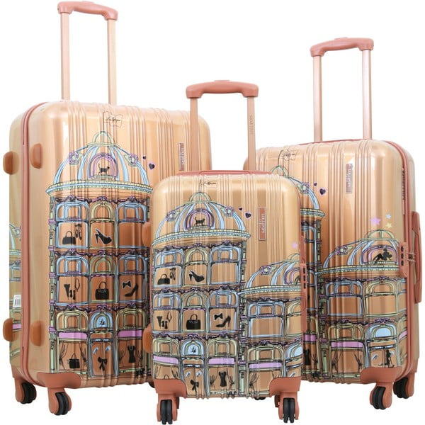 Zestaw 3 walizek w kolorze złota LULU CASTAGNETTE Town