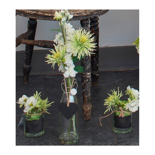 Szklany wazon ze sztucznymi kwiatami Chrysanthemum, 38 cm