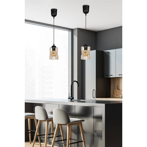 Czarna lampa wisząca ze szklanym kloszem ø 10 cm Felis – Candellux Lighting-image-1