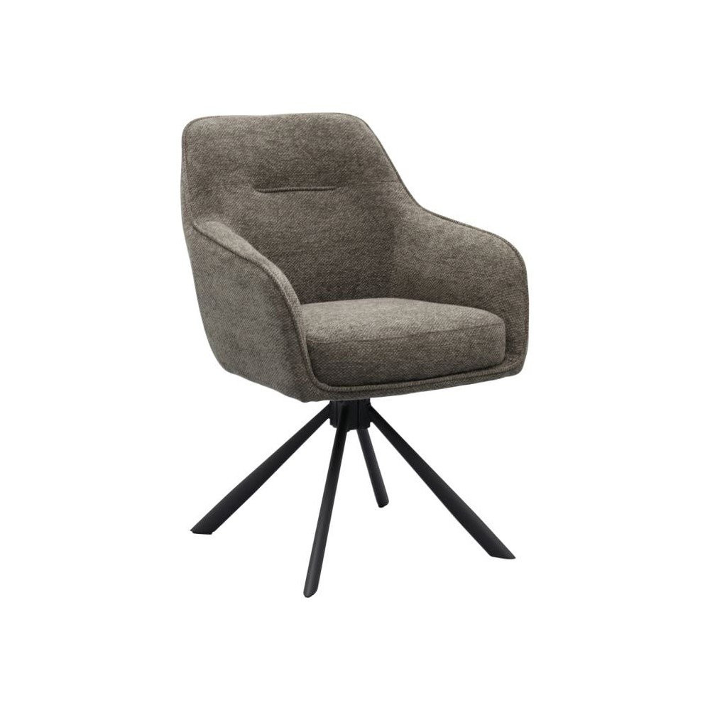 Ciemnoszary tapicerowany fotel jadalniany z podłokietnikami Avola – Unique Furniture