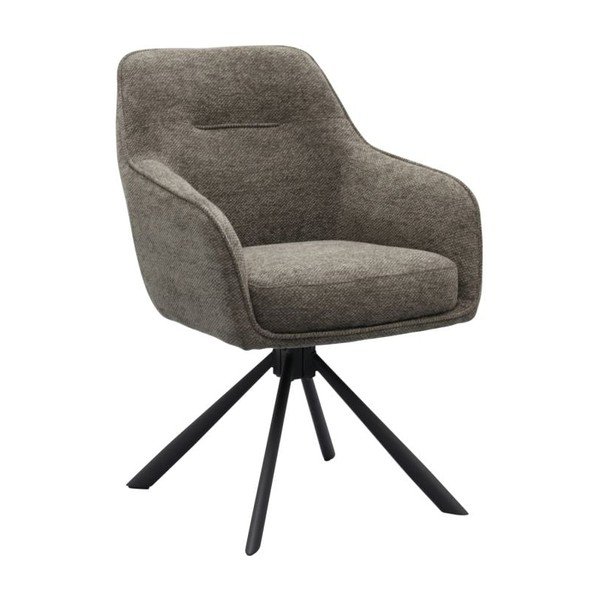 Ciemnoszary tapicerowany fotel jadalniany z podłokietnikami Avola – Unique Furniture