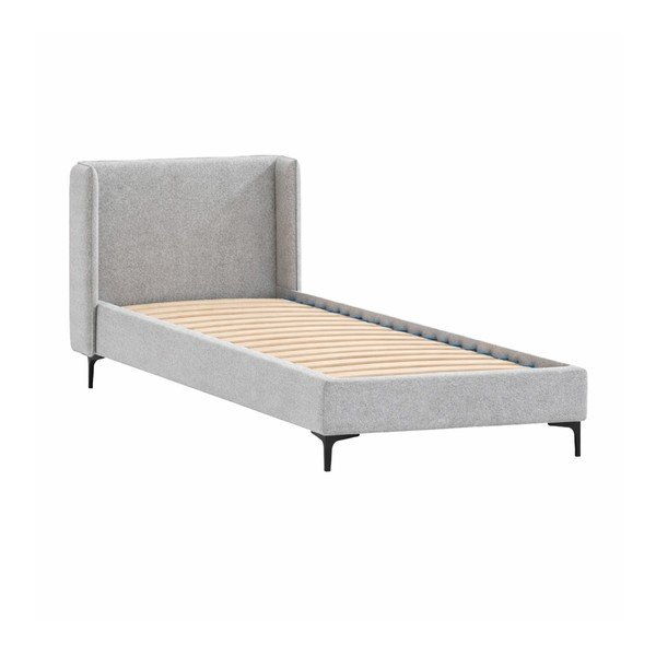 Szare tapicerowane łóżko ze stelażem 90x200 cm Basti – Ropez