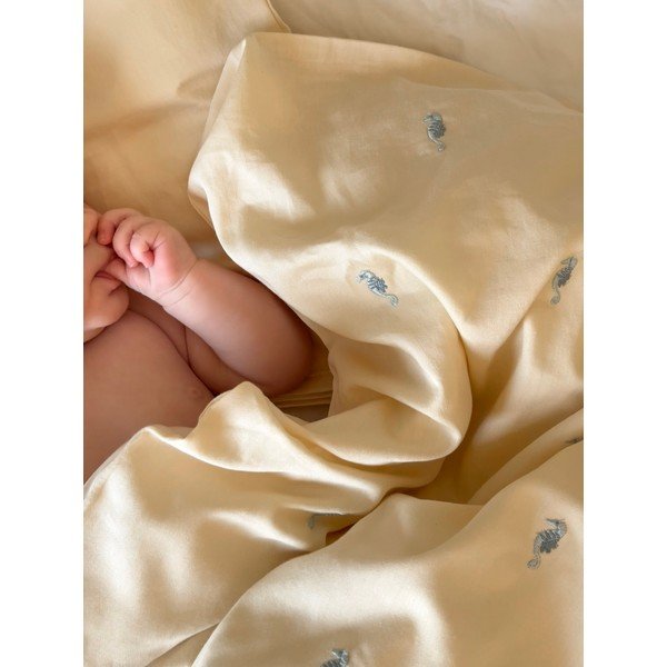 Jasnożółta pościel dziecięca do łóżeczka z bawełny organicznej 70x100 cm Sea Garden – Cam Cam Copenhagen-image-1