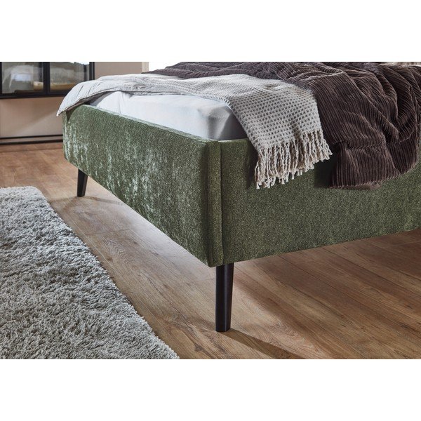 Tapicerowane łóżko dwuosobowe ze schowkiem ze stelażem 180x200 cm w kolorze khaki Nova – Meise Möbel-image-4