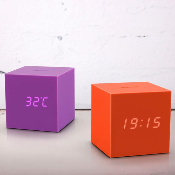Pomarańczowy budzik LED Gingko Gravitry Cube-image-1