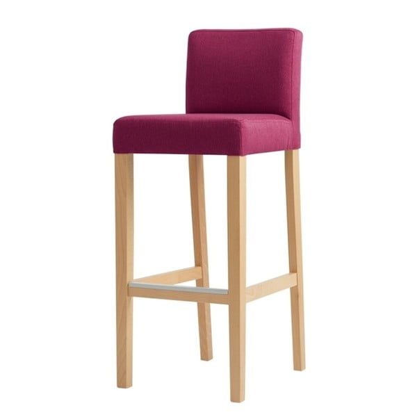 Różowe krzesło barowe z nogami w naturalnym kolorze drewna Custom Form Wilton