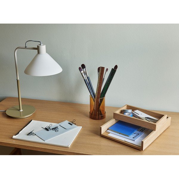 Biała lampa stołowa ze szklanym kloszem (wysokość 44 cm) Spot – Hübsch-image-1