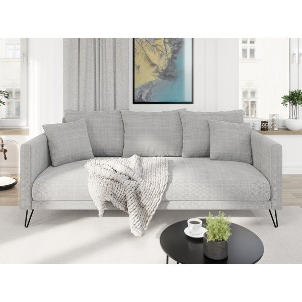 Jasnoszara sofa  z tkaniny szenilowej 200 cm Freya – Ropez-image-1