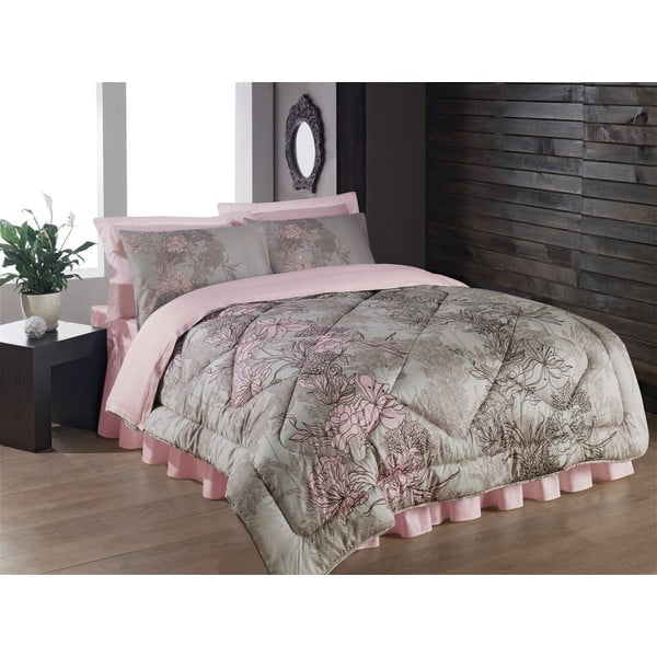Narzuta, poszewki na poduszkę i ozdobna falbana wokół łóżka Gumuse, 195x215 cm
