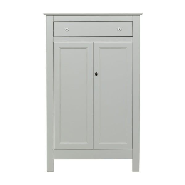 Jasnoszara wysoka komoda z litego drewna sosnowego z zamkiem 93x150 cm Eva – WOOOD