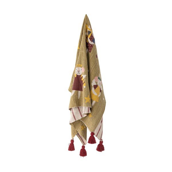 Koc ze świątecznym motywem z bawełny z recyklingu 130x160 cm Peo – Bloomingville