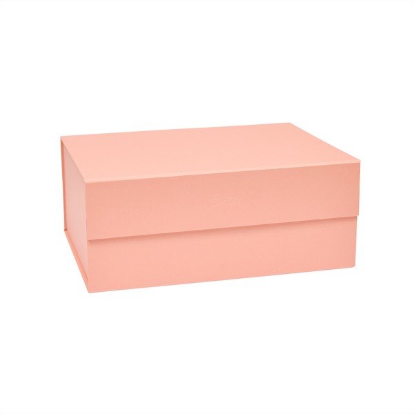 Jasnoróżowy kartonowy pojemnik z pokrywką 33x25x15 cm Hako – OYOY Living Design