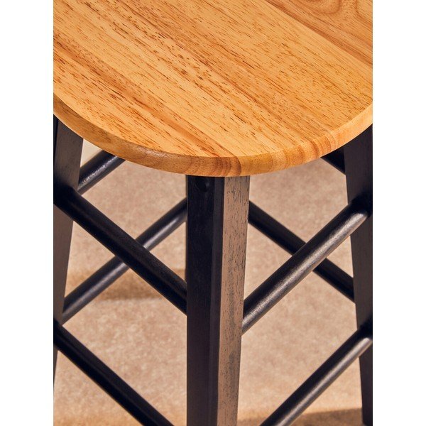 Czarny/w naturalnym kolorze hoker z litego drewna kauczukowego (wysokość siedziska 74 cm) Chester – Premier Housewares-image-4