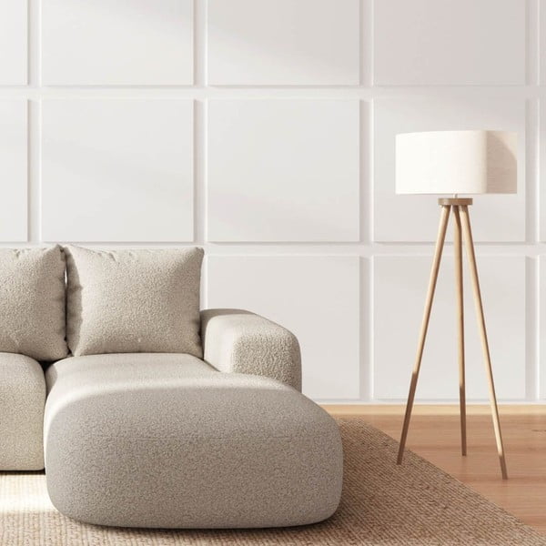 Beżowy narożnik z materiału bouclé (prawostronny/z szezlongiem) Monce – Rodier-image-3