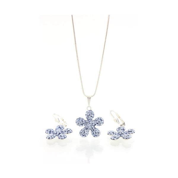 Komplet naszyjnika i kolczyków z niebieskimi kryształami Swarovskiego Yasmine Flower