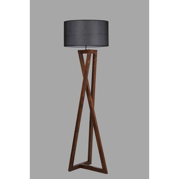Czarno-brązowa lampa stojąca z tekstylnym kloszem (wysokość 149 cm) Maçka – Opviq lights-image-1