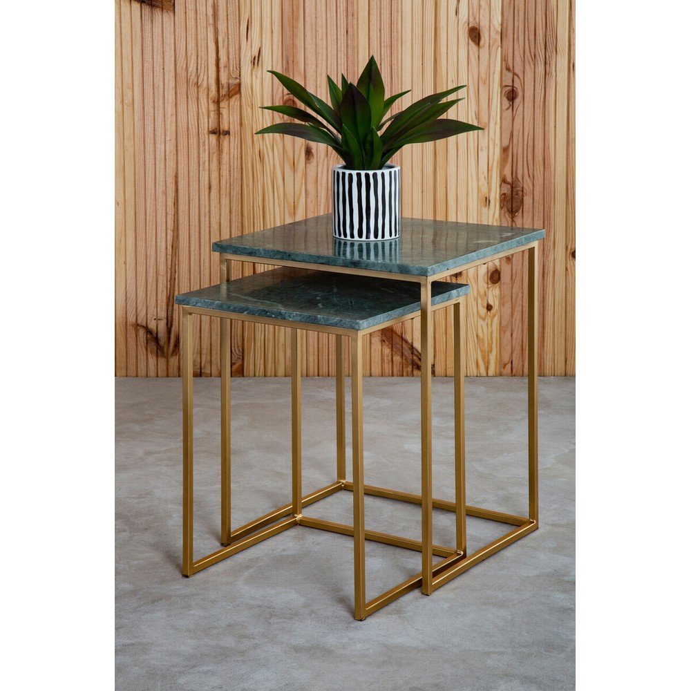 Stoliki zestaw 2 szt. z marmurowym blatem 40x40 cm Mandoli – Premier Housewares (zdjęcie 5)