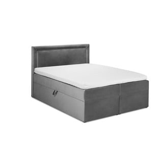 Szare łóżko boxspring ze schowkiem 200x200 cm Yucca – Mazzini Beds