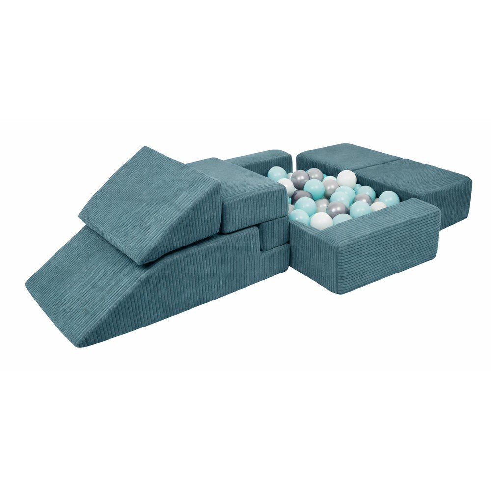 Turkusowy sztruksowy piankowy plac zabaw 6 szt. wysokość 40 cm 100x35 cm Montessori – Meowbaby