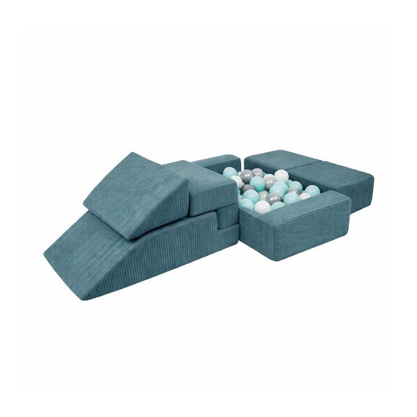 Turkusowy sztruksowy piankowy plac zabaw 6 szt. wysokość 40 cm 100x35 cm Montessori – Meowbaby