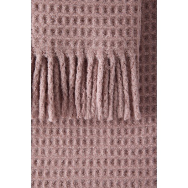 Różowy koc z mieszanki bawełny 140x180 cm Basics Waffle – Euromant-image-1