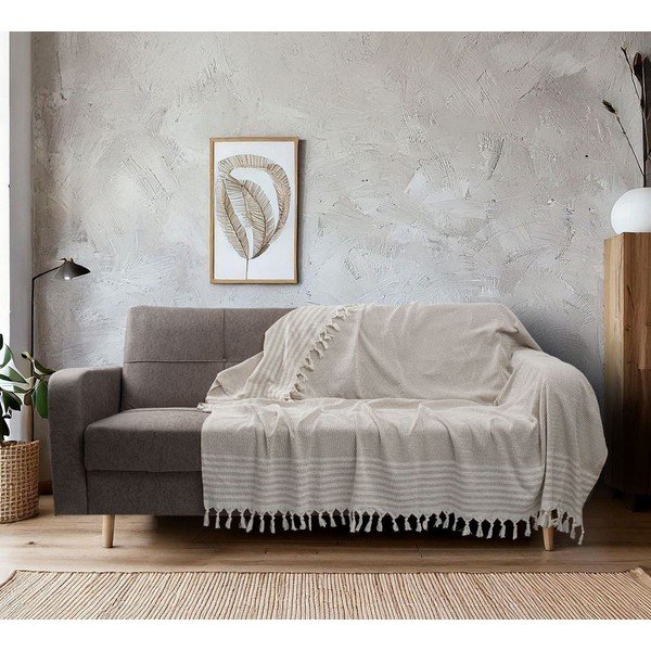 Kremowy koc 220x180 cm Sophia  – Mijolnir