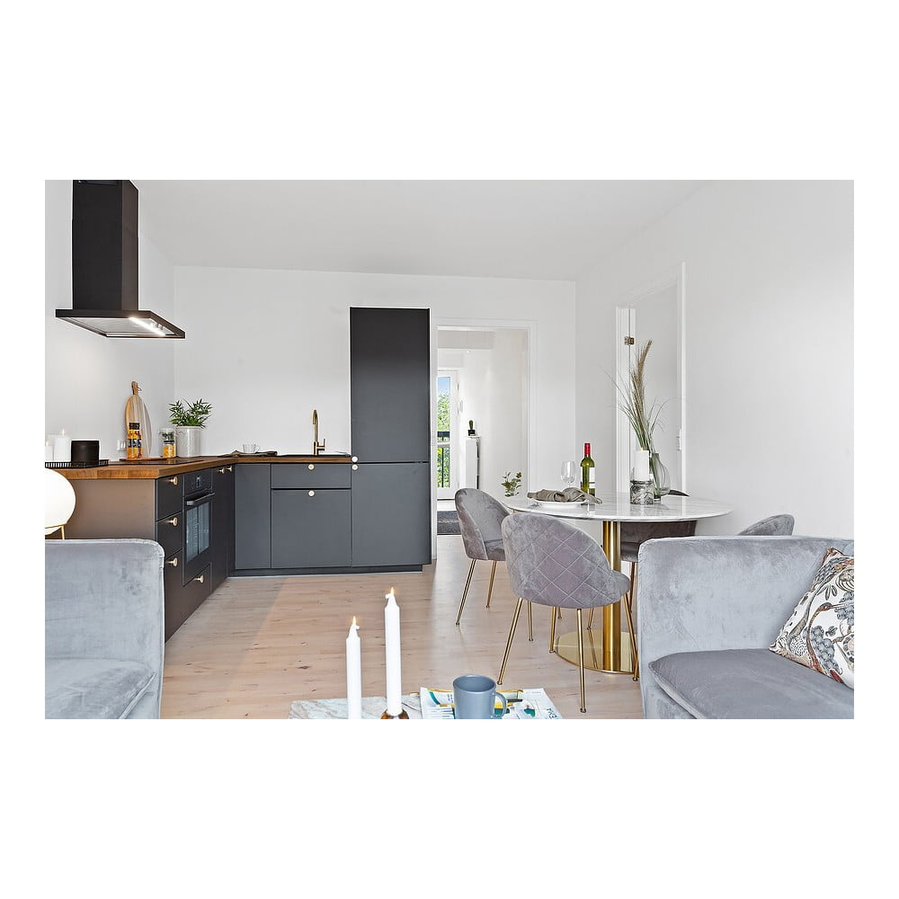 Okrągły stół z blatem w dekorze marmuru ø 110 cm Bolzano – House Nordic (zdjęcie 6)