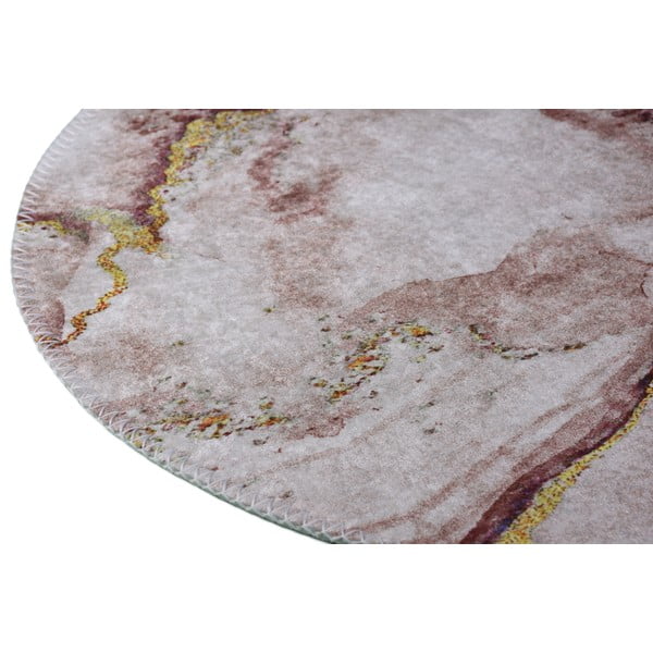 Okrągły dywan odpowiedni do prania w brązowo-złotym kolorze ø 120 cm – Vitaus-image-2