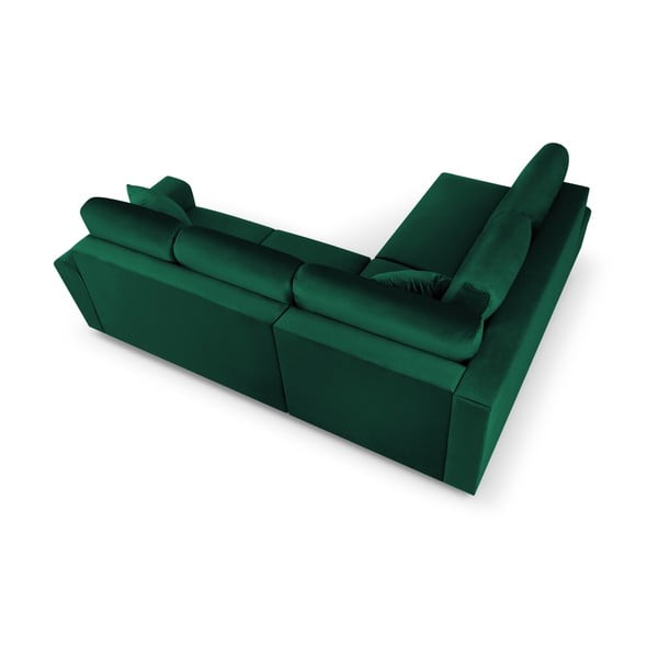 Zielony aksamitny rozkładany narożnik ze schowkiem (lewostronny/w kształcie litery L) Kyoto – Cosmopolitan Design-image-4